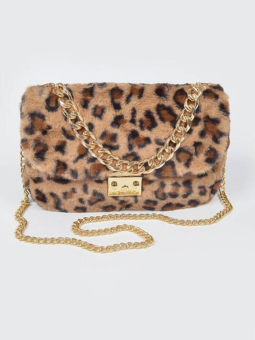 Faux Leo Fur Shoulder Bag